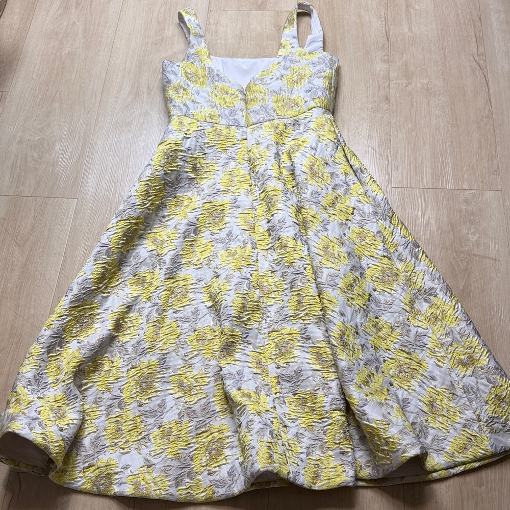 Dessy Collection Yellow Floral Midi Dress - Picture 5 of 9